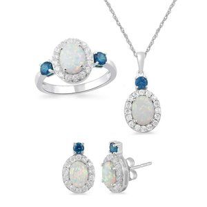 Opal Blue Topaz & CZ Sterling Silver